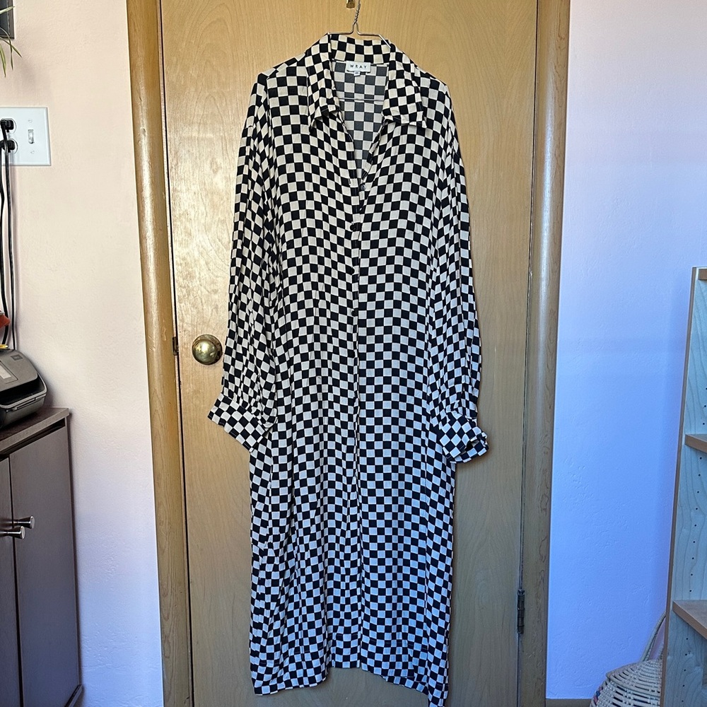 Black and White Checkered Shirt Dress